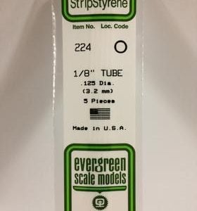 Evergreen 1/8 .125" Diameter Pack of 5 Opaque White Polystyrene Tube EVE 224