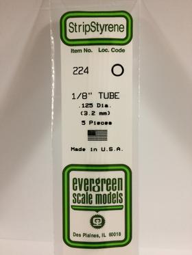 Evergreen 1/8 .125" Diameter Pack of 5 Opaque White Polystyrene Tube EVE 224