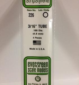 Evergreen 3/16 .188" Diameter Pack of 4 Opaque White Polystyrene Tube EVE 226
