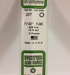 Evergreen 7/32 .219" Diameter Pack of 3 Opaque White Polystyrene Tube EVE 227