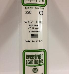 Evergreen 5/16 0.312" Diameter Pack of 3 Opaque White Polystyrene Tube EVE 230