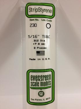 Evergreen 5/16 0.312" Diameter Pack of 3 Opaque White Polystyrene Tube EVE 230