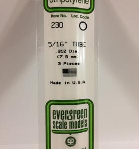 Evergreen 9/32 .281" Diameter Pack of 3 Opaque White Polystyrene Tube EVE 229