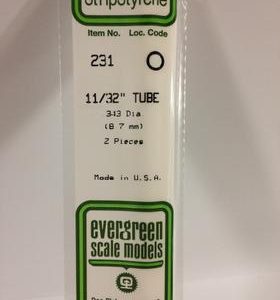 Evergreen 11/32 0.343" Diameter Pack of 2 Opaque White Polystyrene Tube EVE 231