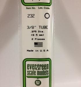 Evergreen 3/8 0.375" Diameter Pack of 2 Opaque White Polystyrene Tube EVE 232