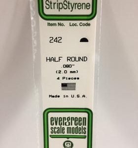 Evergreen 0.080" Diameter 4 Pack Opaque White Polystyrene Half Round Tube 242