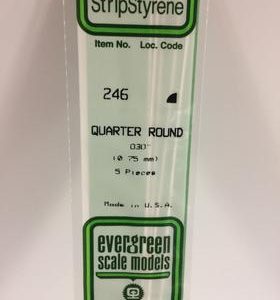 Evergreen 0.030" Diameter 5 Pack Opaque White Polystyrene Quarter Round Tube 246