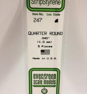 Evergreen 0.040" Diameter 5 Pack Opaque White Polystyrene Quarter Round Tube 247