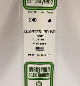 Evergreen 0.060" Diameter 4 Pack Opaque White Polystyrene Quarter Round Tube 248