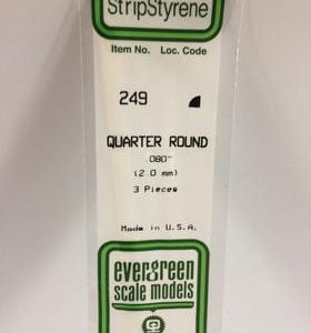 Evergreen 0.080" Diameter 3 Pack Opaque White Polystyrene Quarter Round Tube 249
