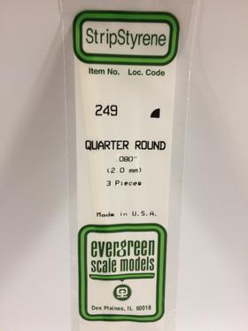 Evergreen 0.080" Diameter 3 Pack Opaque White Polystyrene Quarter Round Tube 249