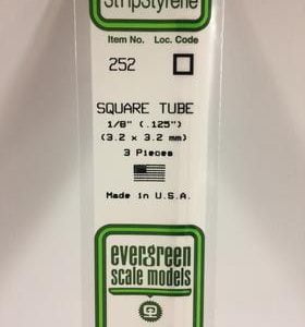 Evergreen 1/8 0.125" 3 Pack Opaque White Polystyrene Square Tube 252