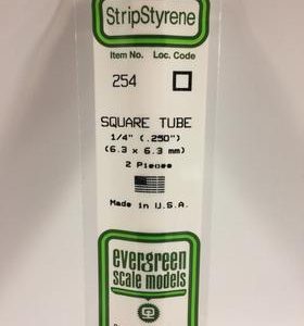 Evergreen 1/4 0.250" 2 Pack Opaque White Polystyrene Square Tube 254