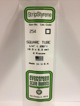 Evergreen 1/4 0.250" 2 Pack Opaque White Polystyrene Square Tube 254