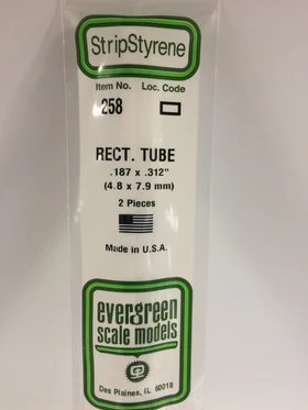 Evergreen 0.188 x 0.312" 2 Pack Opaque White Polystyrene Rectangular Tube 258