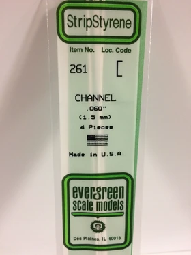 Evergreen 0.060" 4 Pack Opaque White Polystyrene C Channel 261
