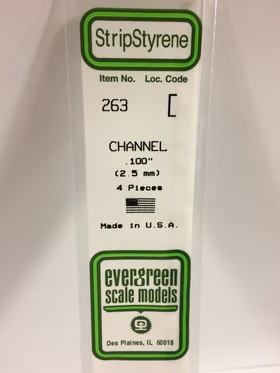 Evergreen 0.100" 4 Pack Opaque White Polystyrene C Channel 263