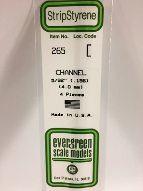 Evergreen 5/32 0.156" 4 Pack Opaque White Polystyrene C Channel 265