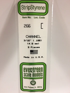 Evergreen 3/16 0.188" 3 Pack Opaque White Polystyrene C Channel 266