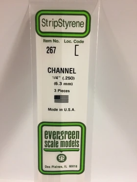 Evergreen 1/4 0.250" 3 Pack Opaque White Polystyrene C Channel 267