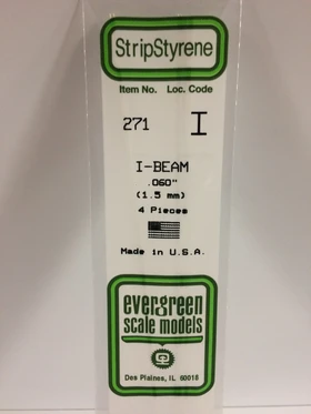 Evergreen 0.060" 4 Pack Opaque White Polystyrene I Beam 271