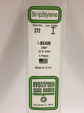 Evergreen 0.080" 4 Pack Opaque White Polystyrene I Beam 272