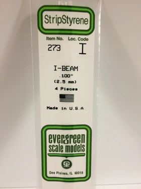 Evergreen 0.100" 4 Pack Opaque White Polystyrene I Beam 273
