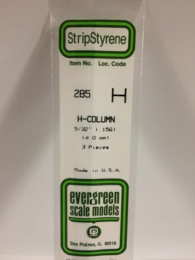 Evergreen 5/32 0.156" 3 Pack Opaque White Polystyrene H Column 285