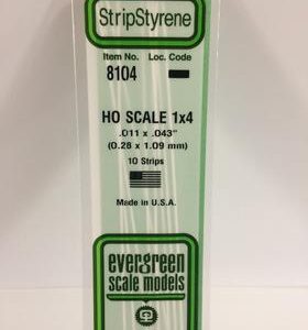 Evergreen 011 X .043" 10 Pack HO Scale 1x4 Opaque White Polystyrene 8104