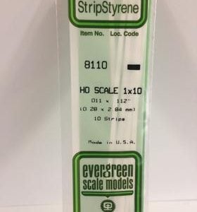 Evergreen 011 X .112" 10 Pack HO Scale 1x10 Opaque White Polystyrene 8110