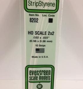 Evergreen .022 X .022" 10 Pack HO Scale 2x2 Opaque White Polystyrene 8202