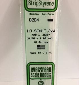 Evergreen .022 X .043" 10 Pack HO Scale 2x4 Opaque White Polystyrene 8204