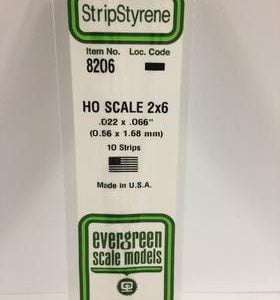 Evergreen .022 X .066" 10 Pack HO Scale 2x6 Opaque White Polystyrene 8206