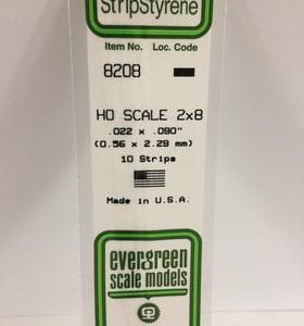 Evergreen .022 X .090" 10 Pack HO Scale 2x8 Opaque White Polystyrene 8208