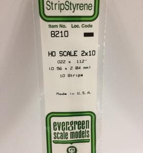 Evergreen .022 X .112" 10 Pack HO Scale 2x10 Opaque White Polystyrene 8210