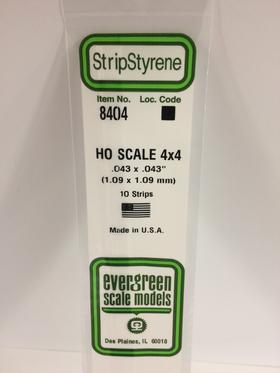 Evergreen .043 X .043" 10 Pack HO Scale 4x4 Opaque White Polystyrene 8404