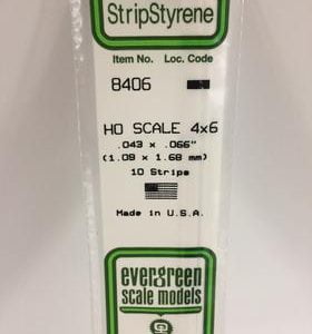 Evergreen .043 X .066" 10 Pack HO Scale 4x6 Opaque White Polystyrene 8406