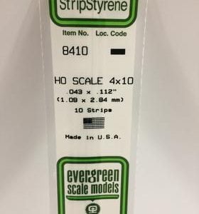 Evergreen .043 X .112" 10 Pack HO Scale 4x10 Opaque White Polystyrene 8410