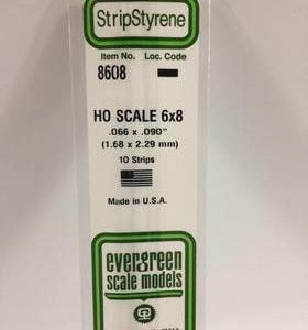 Evergreen .066 X .090" 10 Pack HO Scale 6x8 Opaque White Polystyrene 8608