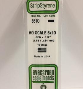 Evergreen .066 X .112" 10 Pack HO Scale 6x10 Opaque White Polystyrene 8610