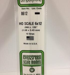 Evergreen .066 X .135" 10 Pack HO Scale 6x12 Opaque White Polystyrene 8612