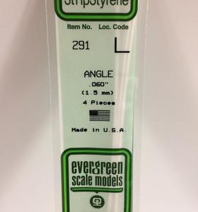 Evergreen 0.060" 4 Pack Opaque White Polystyrene Angle 291