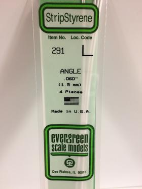 Evergreen 0.060" 4 Pack Opaque White Polystyrene Angle 291