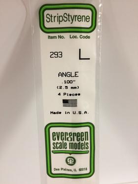 Evergreen 0.100" 4 Pack Opaque White Polystyrene Angle 293