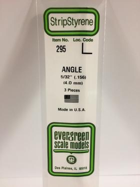 Evergreen 5/32 0.156" 3 Pack Opaque White Polystyrene Angle 295