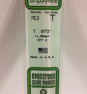 Evergreen 0.073" 4 Pack Opaque White Polystyrene T Shape 763