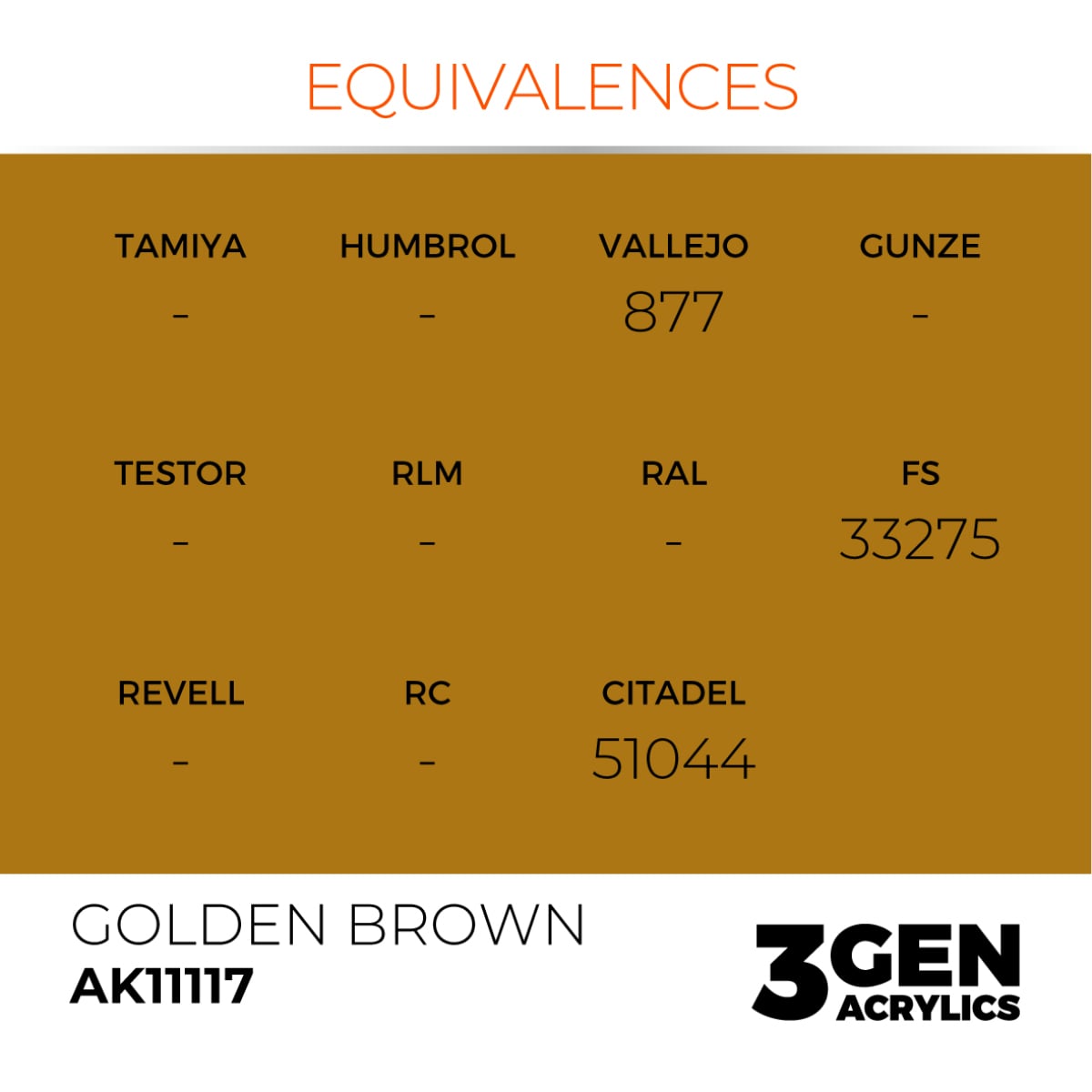 AK Interactive Acrylic Golden Brown Standard 11117