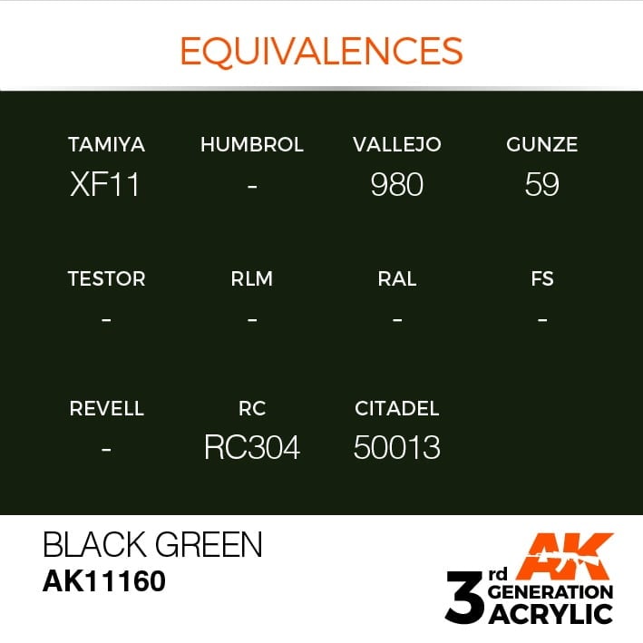 EQUIVALENCES AK Interactive Acrylic Black Green Standard 11160