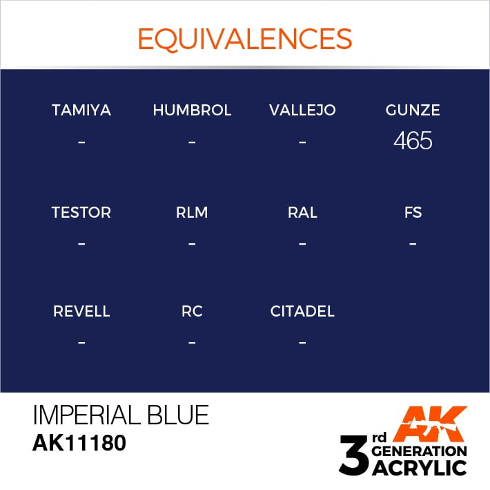 EQUIVALENCES AK Interactive Acrylic Imperial Blue Standard 11180