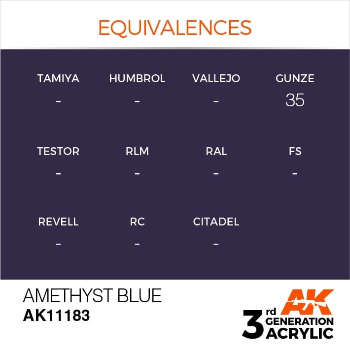 EQUIVALENCES AK Interactive Acrylic Amethyst Blue Standard 11183
